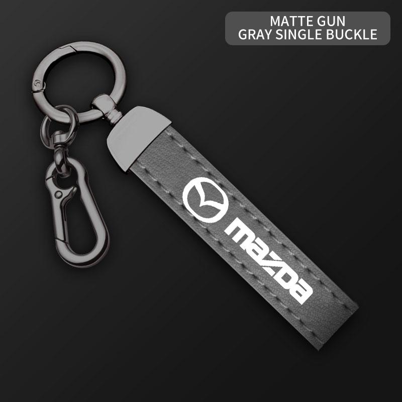 Car Key Chain Luxury Genuine Leather Keychain Pure Color Buckle for Mazda 3 bk bl 323 Axela Atenza CX-3 CX-4 CX5 Auto Accessorie vf2