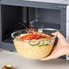 1pc Clear Glass Salad Bowl Heat Resistant Home Kitchen Baking Noodle Bowl Large Instant Noodle Soup Bowl Microwave Cutlery