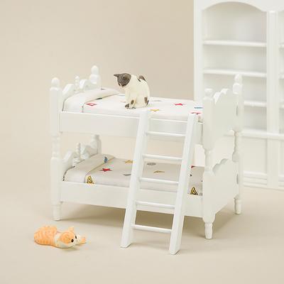 Dollhouse Accessories Micro Scene Furniture Model Diy Decoration Burr-Free Small Miniature Wooden Bunk Bed Kids Toy