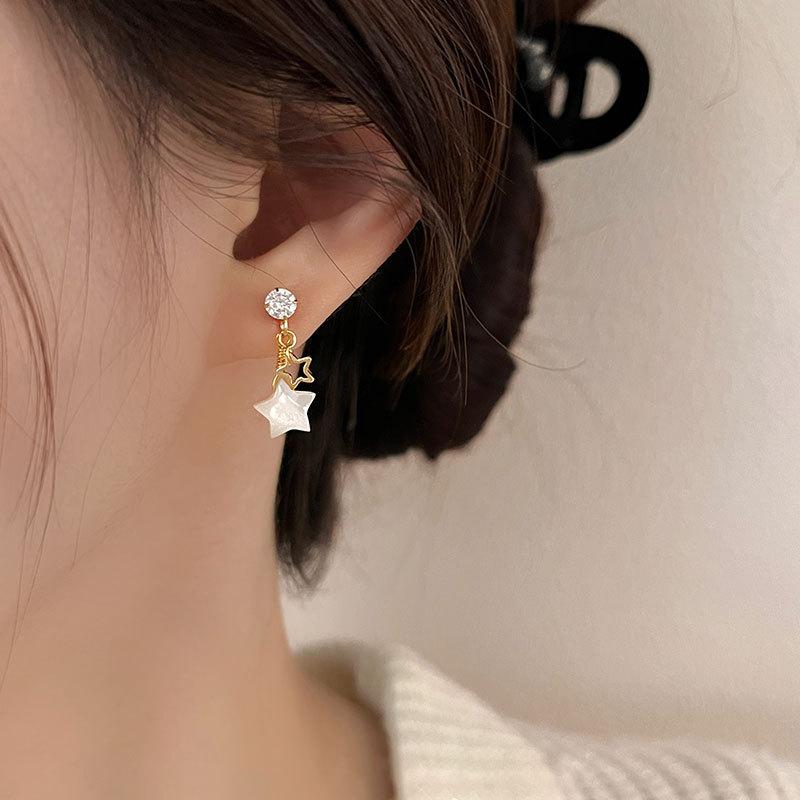 Shell Star Earrings Five-pointed Star Earrings Super Fairy Little Fresh Earrings