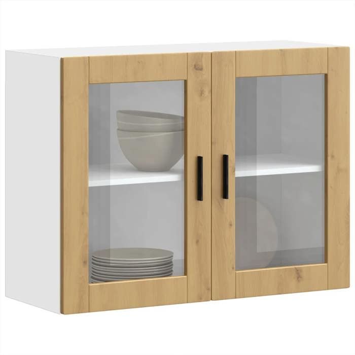 VidaXL Wall-mounted Kitchen Cabinet Glass Door Porto Artisan Oak, Kitchen Wall Unit, Wall Cabinets with 854096