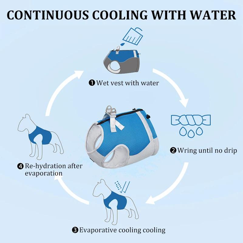 Dog Cooling Vest Dog Harness for Small Medium Largre Dog Adjustable Reflective Vest Summer Ice Quick Release Hot Pet Cool Jacket