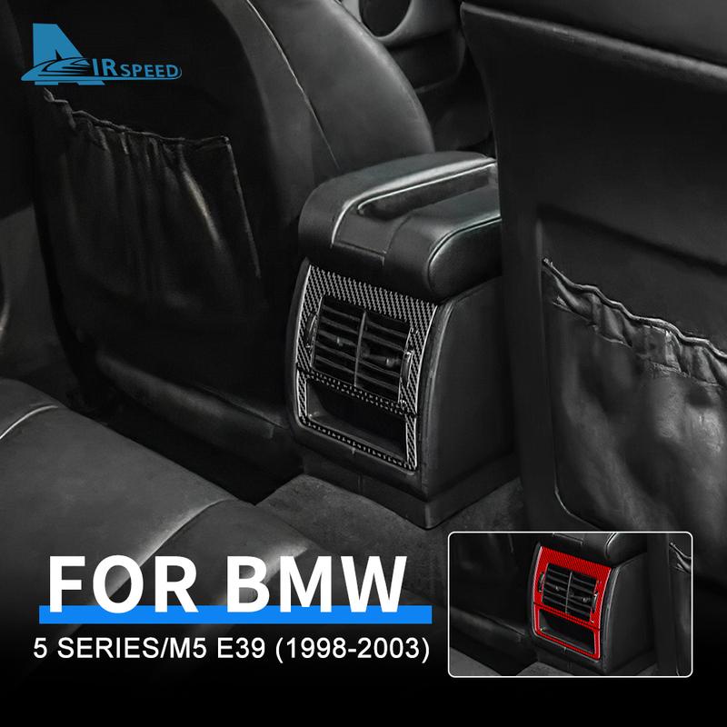 Real Carbon Fiber Car Rear Back Air Outlet Vent Frame Cover For BMW 5 Series E39 M5 1998-2003 Interior Trim Stickers Accessories