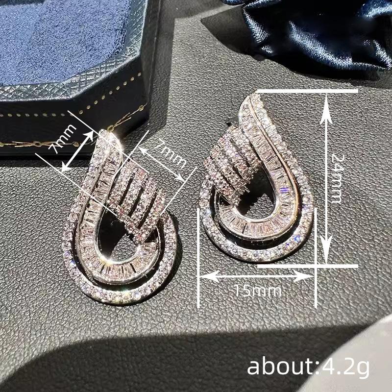 Huitan Women Earrings Silver Color Inlaid Shiny CZ Unique Design for Wedding Party Engagement Trendy Luxury Accessories Jewelry