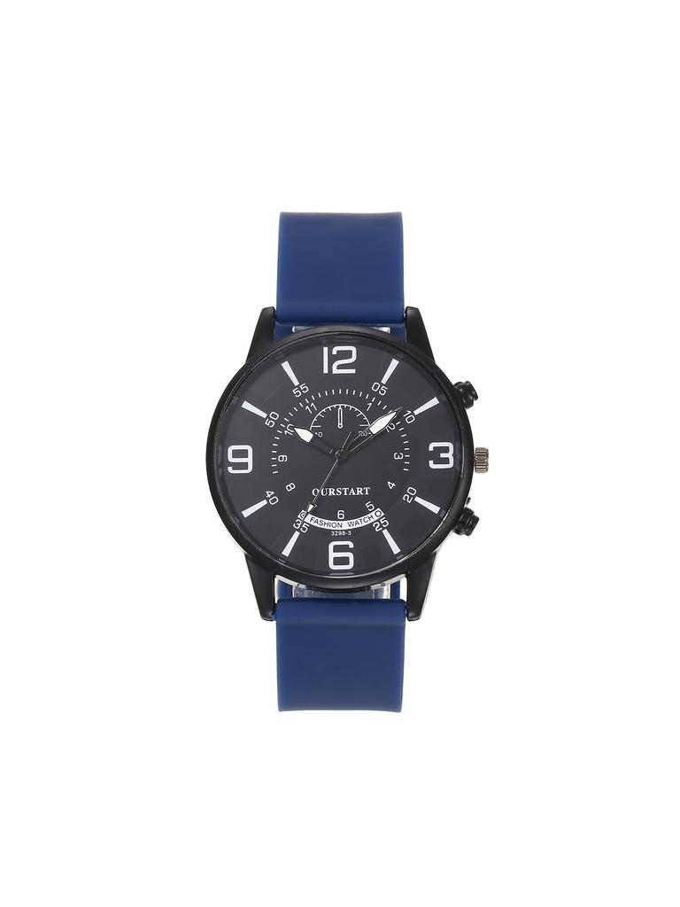 Sporty Ins High-quality Simple Trend Round Dial Pointer Style Silicone Strap Men's Watch
