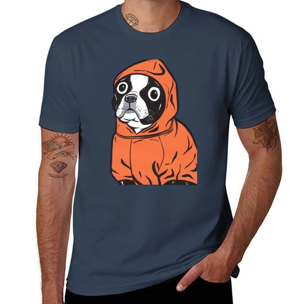 Boston Terrier Orange Hoodie Tshirt Lightweight Cooling Short Sleeve Tee