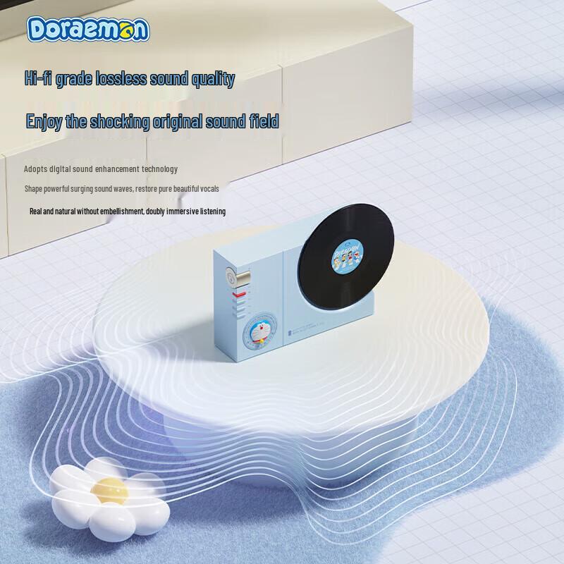 ROCK Doraemon Retro Record Player Mini Bluetooth Speaker CN Plug (adapter Included)