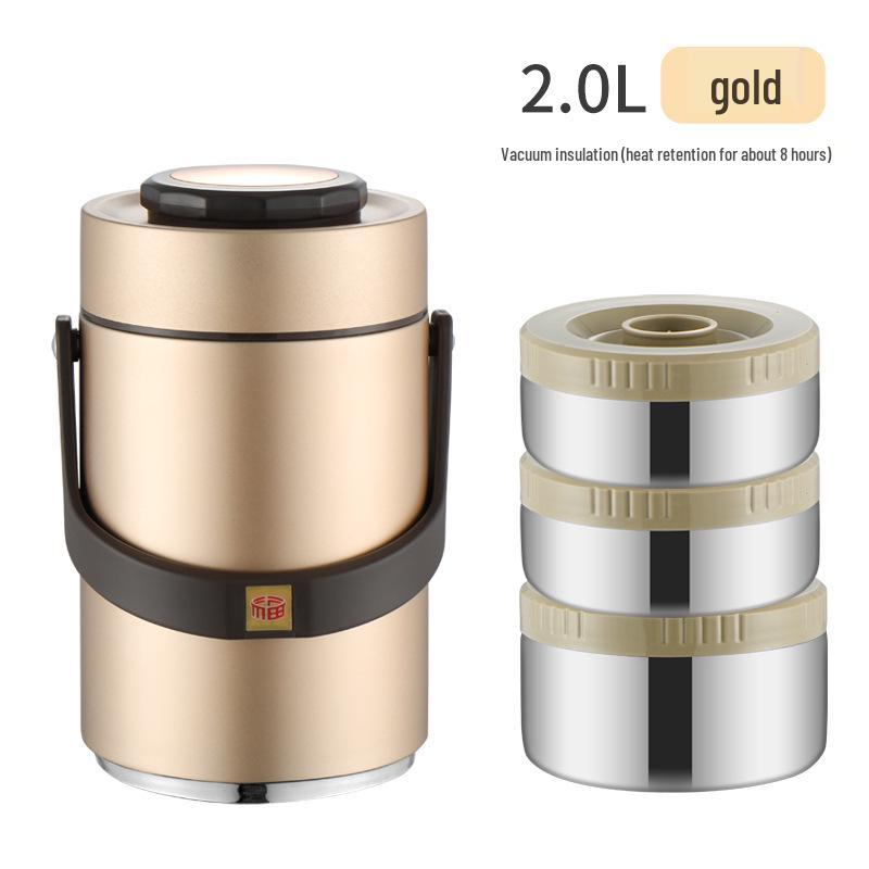 Three-Layer Insulated Stainless Steel Lunch Box - Large Capacity, Portable, Compartmented Container for Students and Office Workers