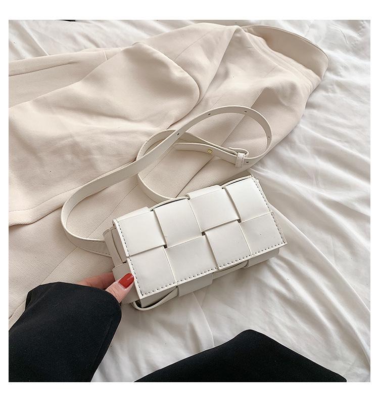 2025 New Fashion PU Woven Pillow Bag - Small Square Crossbody, Waist, and Chest Bag for Women