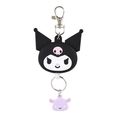 Retractable Keychain Kuromi Key Mascot X X Character Item 168858 Face-Shaped - - Kuromi-chan (13.5 6.1 1.8 Cm) - - Number