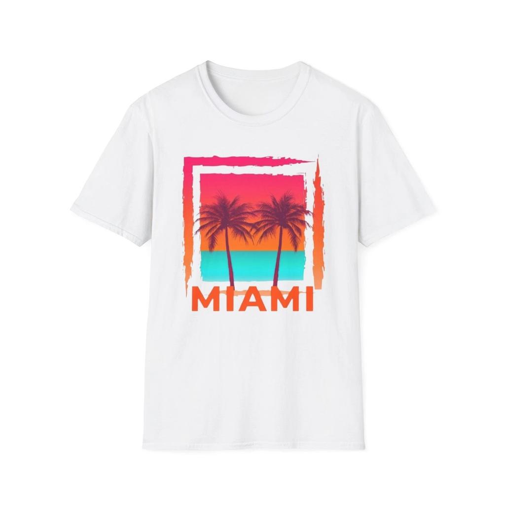 Vintage Miami Florida Sunset Shirt Men's and Women's Summer T-shirt Beachwear Vacation Shirt Gift Fashionable Men's Clothing