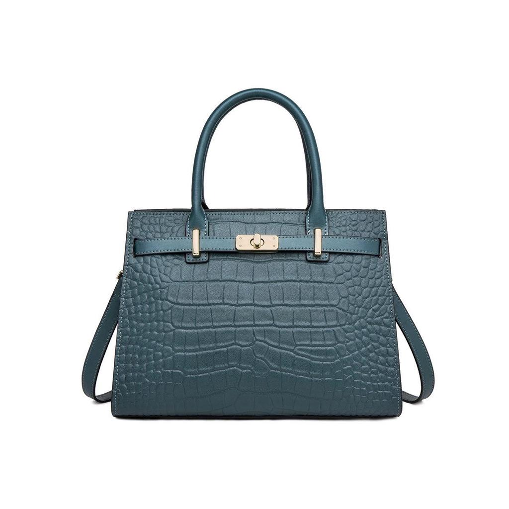 Leopard Print Genuine Leather Women's One-Shoulder Black Handbag 2025 