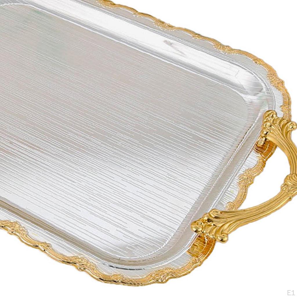 Decorative Serving Tray Coffee Table Bathroom Organizer Vanity Trays with Handles for Dessert