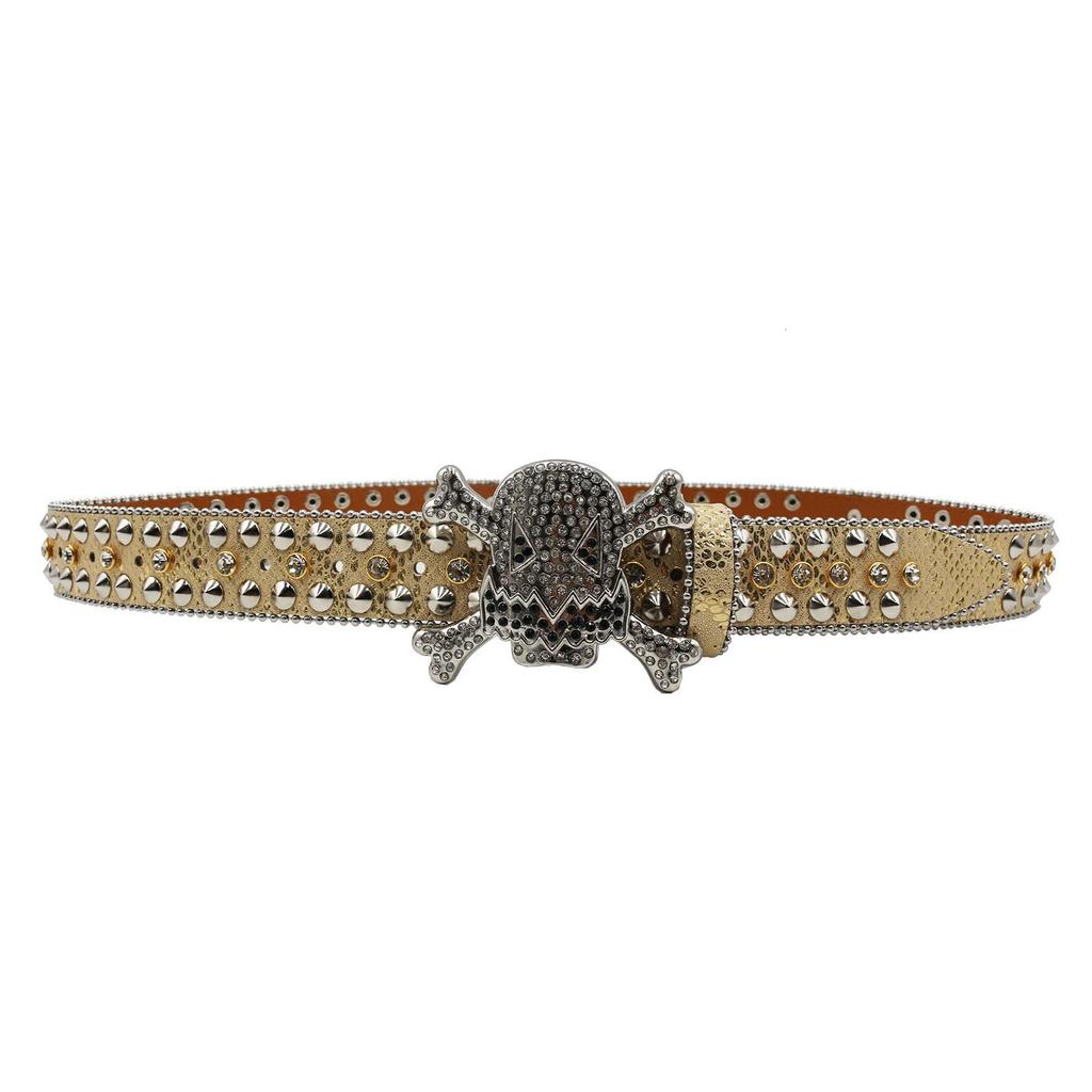 Unisex Y2K Crystal Rhinestone Skull Belt