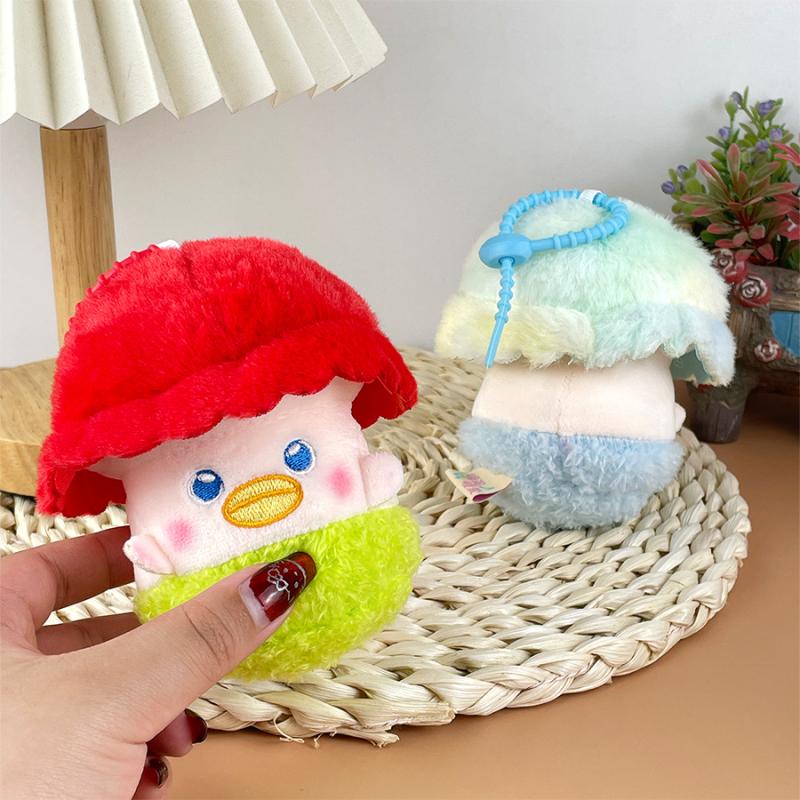 Cartoon Mushroom Plush Toy Keychain Cartoon Mushroom Soft Stuffed Doll Pendant Car Key Ring Backpack Bag Decor Kid Gift