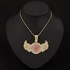 Hip Hop Rap Trendy Creative Pink Diamond Love Angel Wing Pendant Necklace Pink Diamond Love Men's Necklace