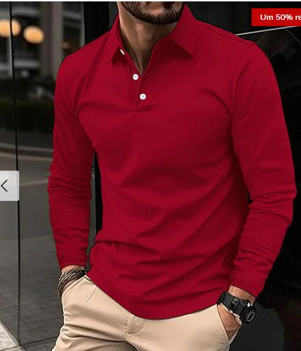 Essential Men's Long Sleeve Polo Shirt, Slim Fit, Casual and Versatile for Daily Wear.