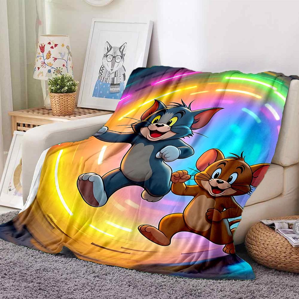 1pc Tom, Jerry Blanket Lightweight Flannel Throw For Sofa, Bed, Travel, Livingroom, Office, Couch, Chair, And Bed