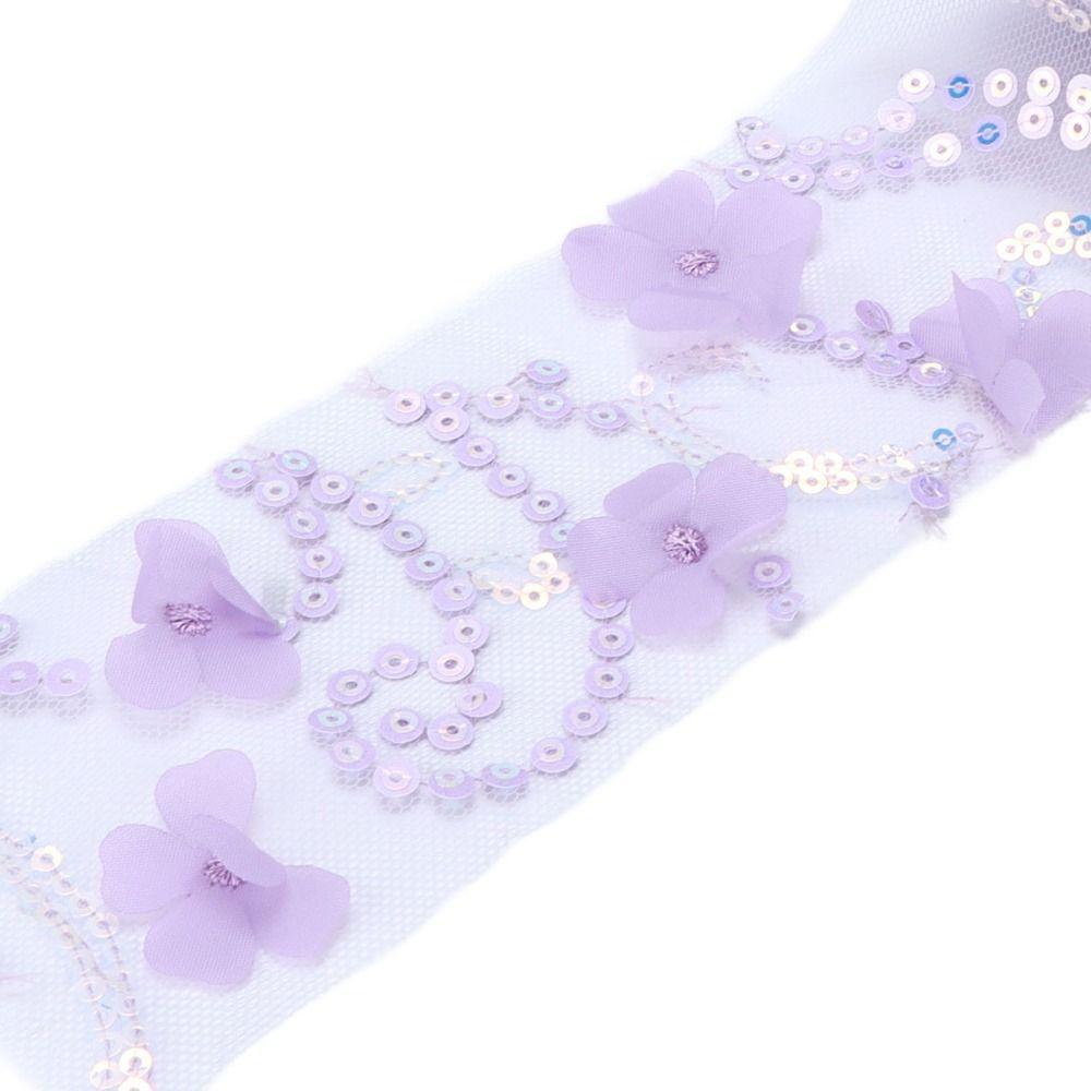 1pcs 10 Yards Length Sequined Tulle Roll Polyester Material Embroidered Sheer Ribbon For DIY Crafts