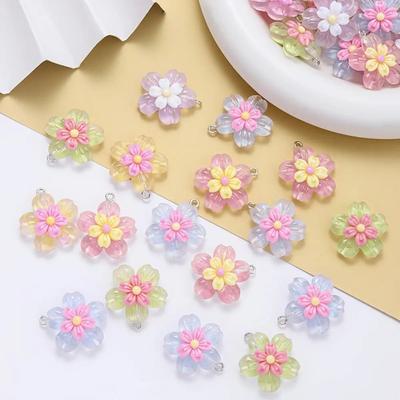 Transparent Colored Resin Flower Decorations DIY Phone Cases Bracelet Accessories Decoration