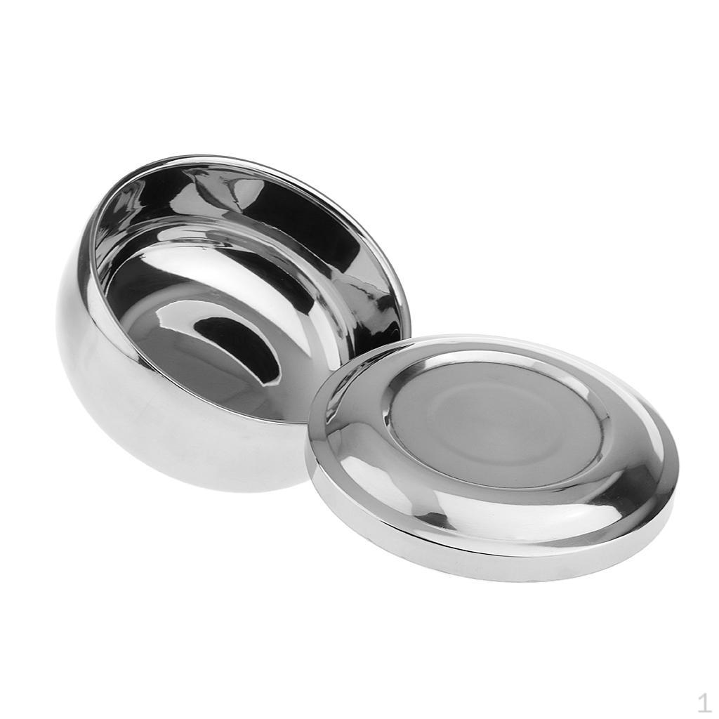 Men's Stainless Steel Metal Shaving Mug Bowl Barber Beard Cup Soap Cream with Lid Shave Brush