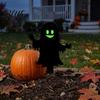 Outdoor Halloween Atmosphere Decor Garden Stake Black Cat Yard Sign with Glow-in-the-dark Ghost Signs Eyes Waterproof Spooky Silhouette for