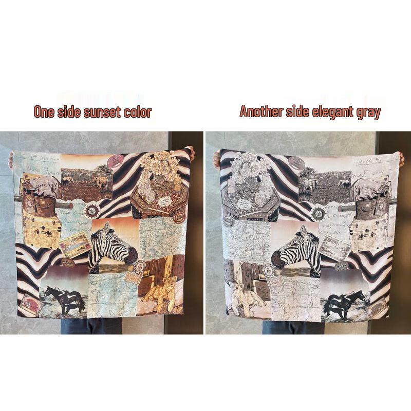 NINA SOLOR Double-Sided Sand-Washed Silk Scarf