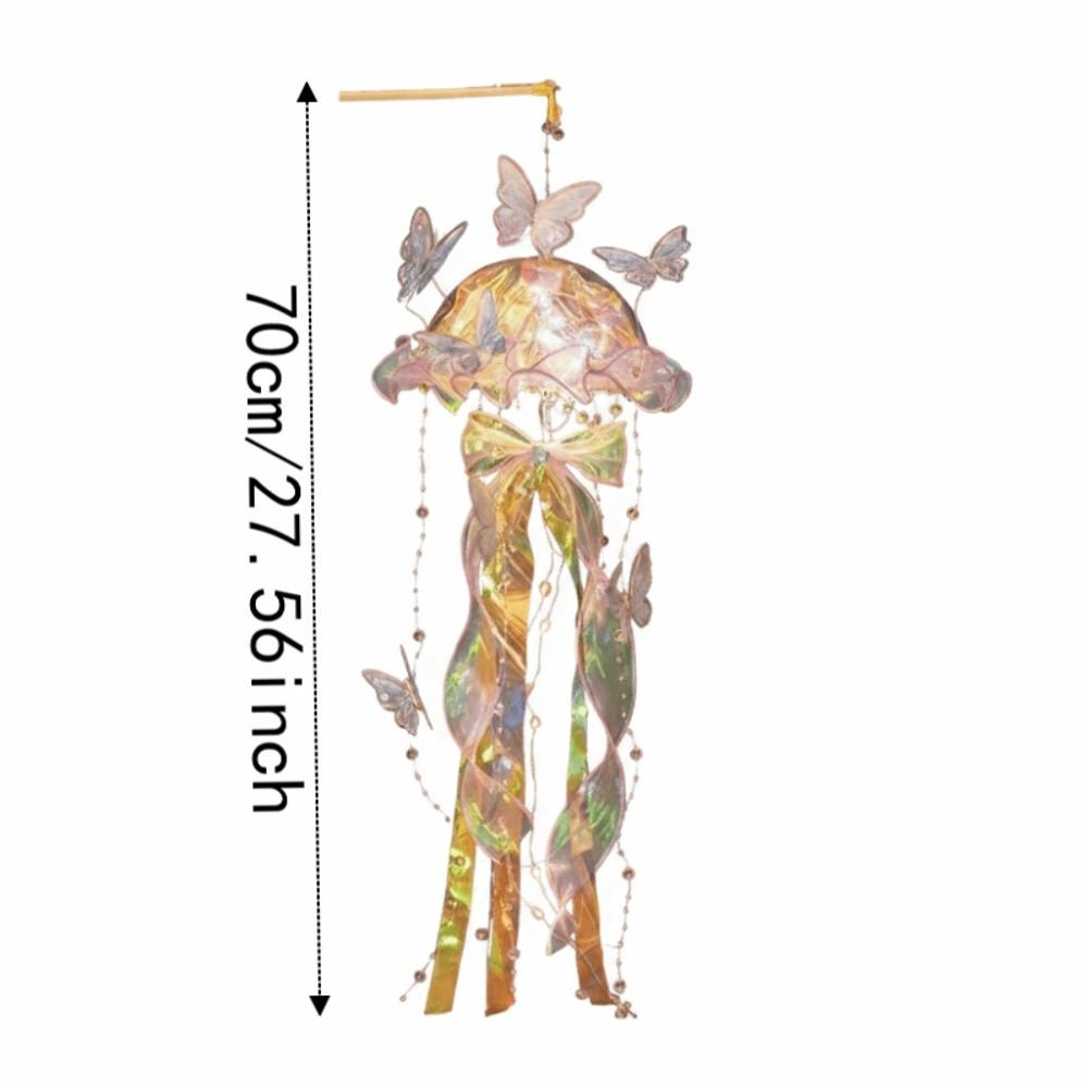 Organza Lantern Handmade Jellyfish Lantern Luminous Dreamy Style Butterfly Lamp Glowing Beaded Tassel Handheld Light Kids Craft