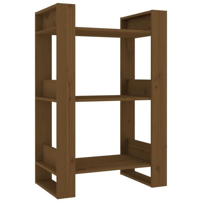 Bibliothèque/Cloison en bois massif marron miel 60x35x91 cm - VidaXL