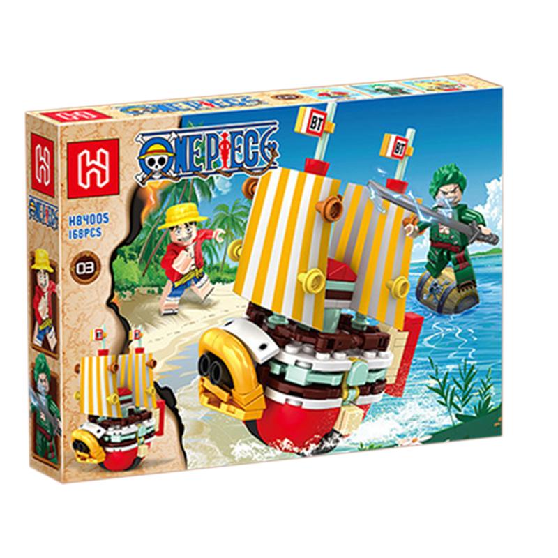 1-4PCS One Piece Thousand Sunny Building Blocks Anime Going Merry Ship Assembly Model Micro Bricks Figures For Children Gift