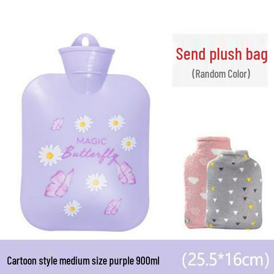 PVC Cartoon Plush Hot Water Bottle - Removable, Washable, Explosion-Proof Hand and Foot Warmer