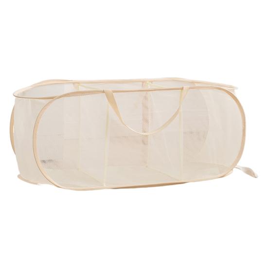 Mesh Foldable Laundry Basket 3 Compartments Large Capacity Foldable Design Lightweight Portable