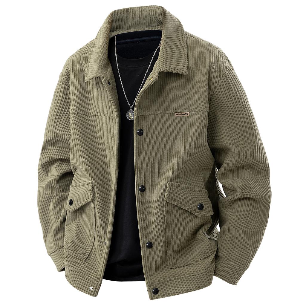 Spring and Autumn Corduroy Jacket Men's Lapel New Work Top Retro Casual Spring and Autumn Thin Jacket