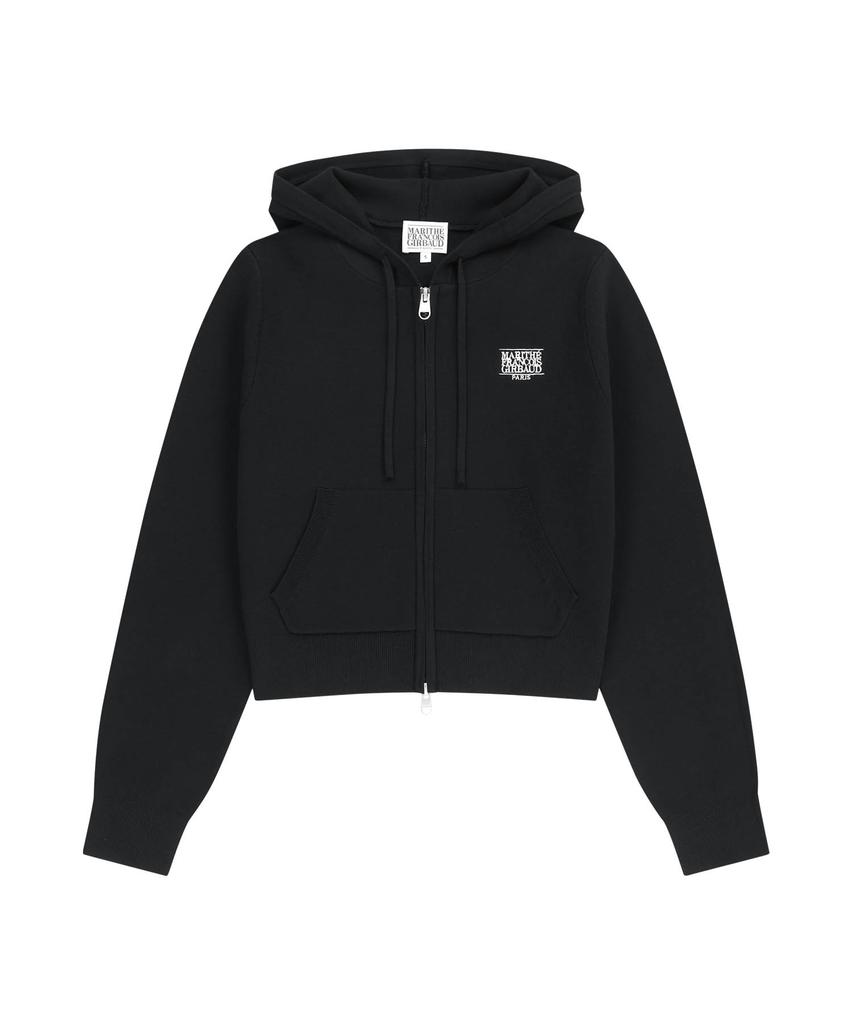 Malittepeulangsowajeobeo W Small Classic Logo Crop Knit Hoodie Zipup Black
