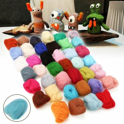 Mehrfarbige Wollfilzfaser zum Nadelfilzen von DIY-Puppen, Wolle zum Handspinnen, Handarbeiten, Rohwolle, Roving
