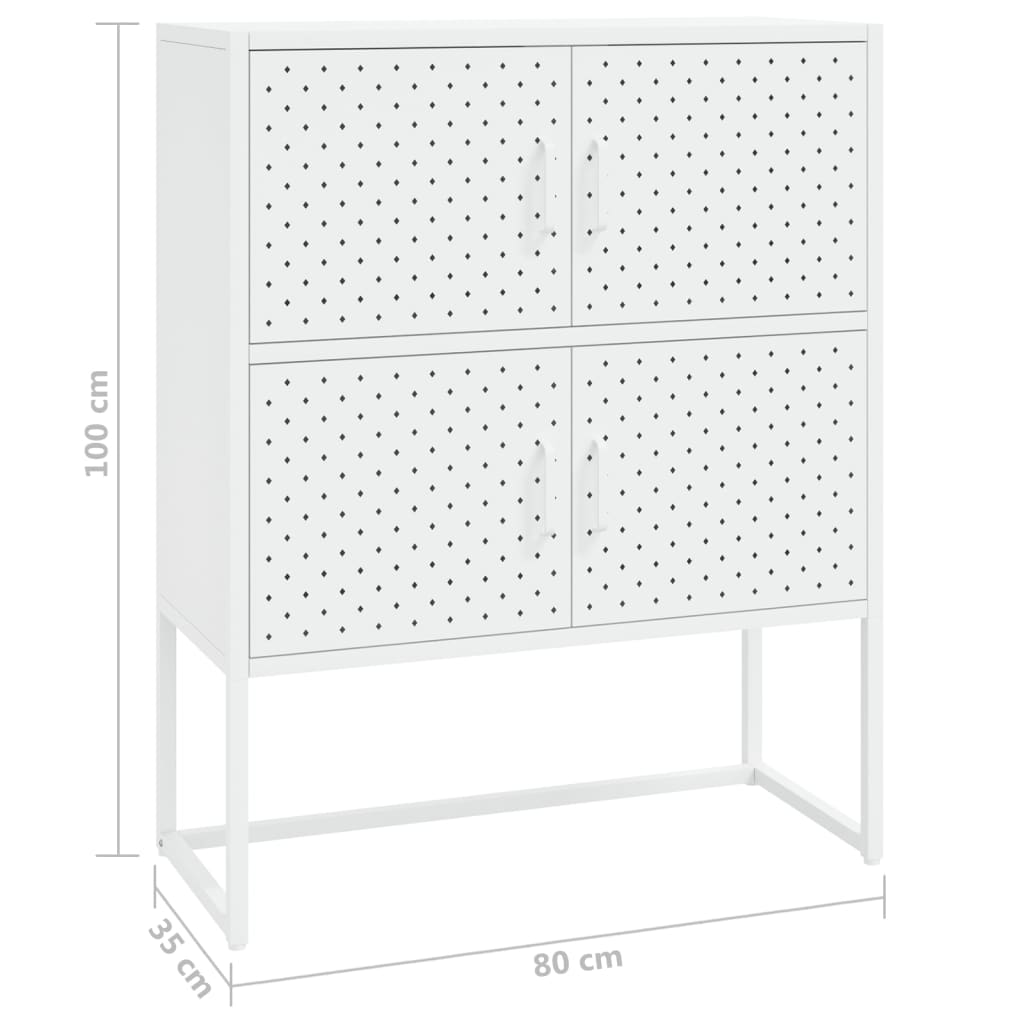 Highboard White 80 x 35 x 100 cm Steel
