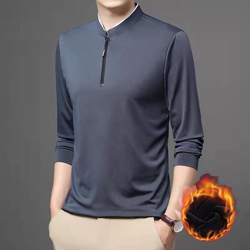 

Добавить Флисовая футболка с длинными рукавами, мужская зимняя новая однотонная футболка с воротником-стойкой и молнией, молодежная мода, утолщенное теплое мужское пальто XXXXL