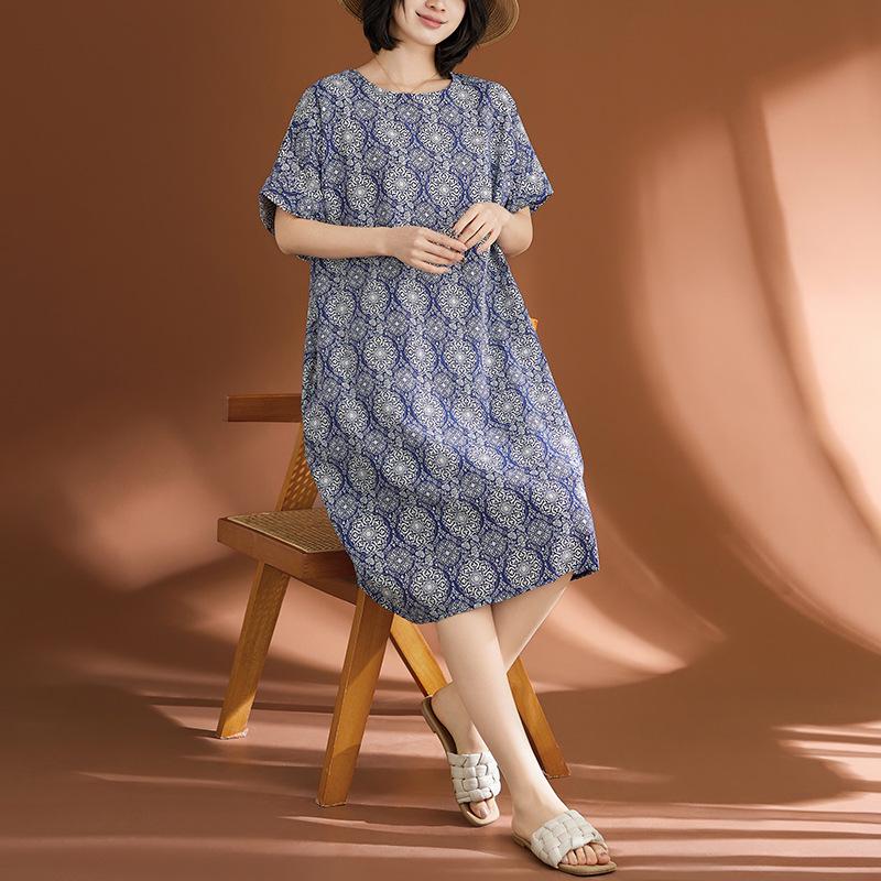 2026 Plus Size Women s Cotton Linen Retro Ethnic Casual Dress Plus Size