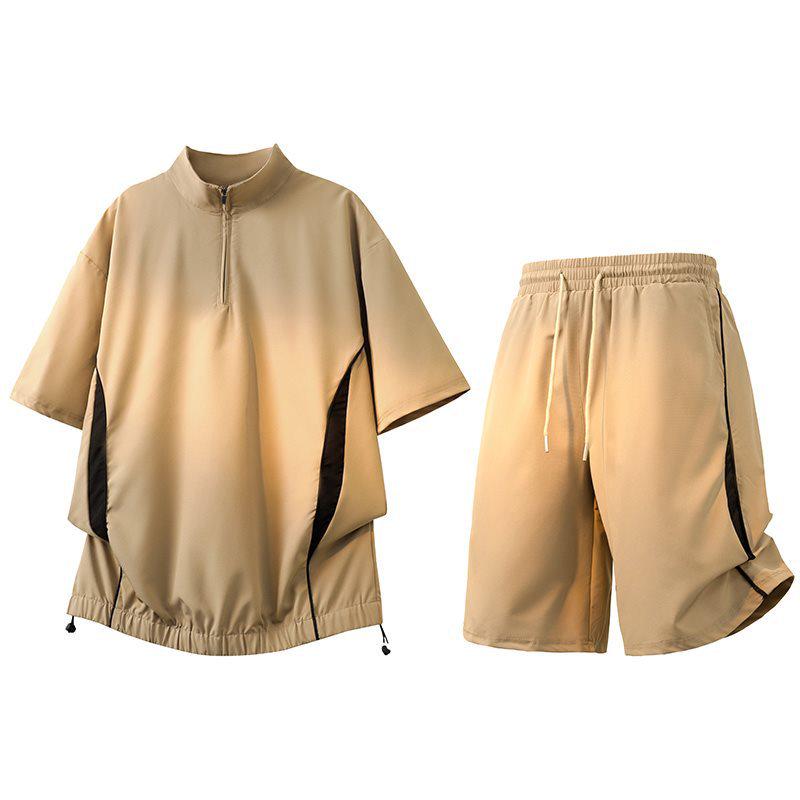 

Unisex Casual Summer 2026 Sporty Two-Piece Set - Loose Fit Short-Sleeve Top & Pants XXL хакі
