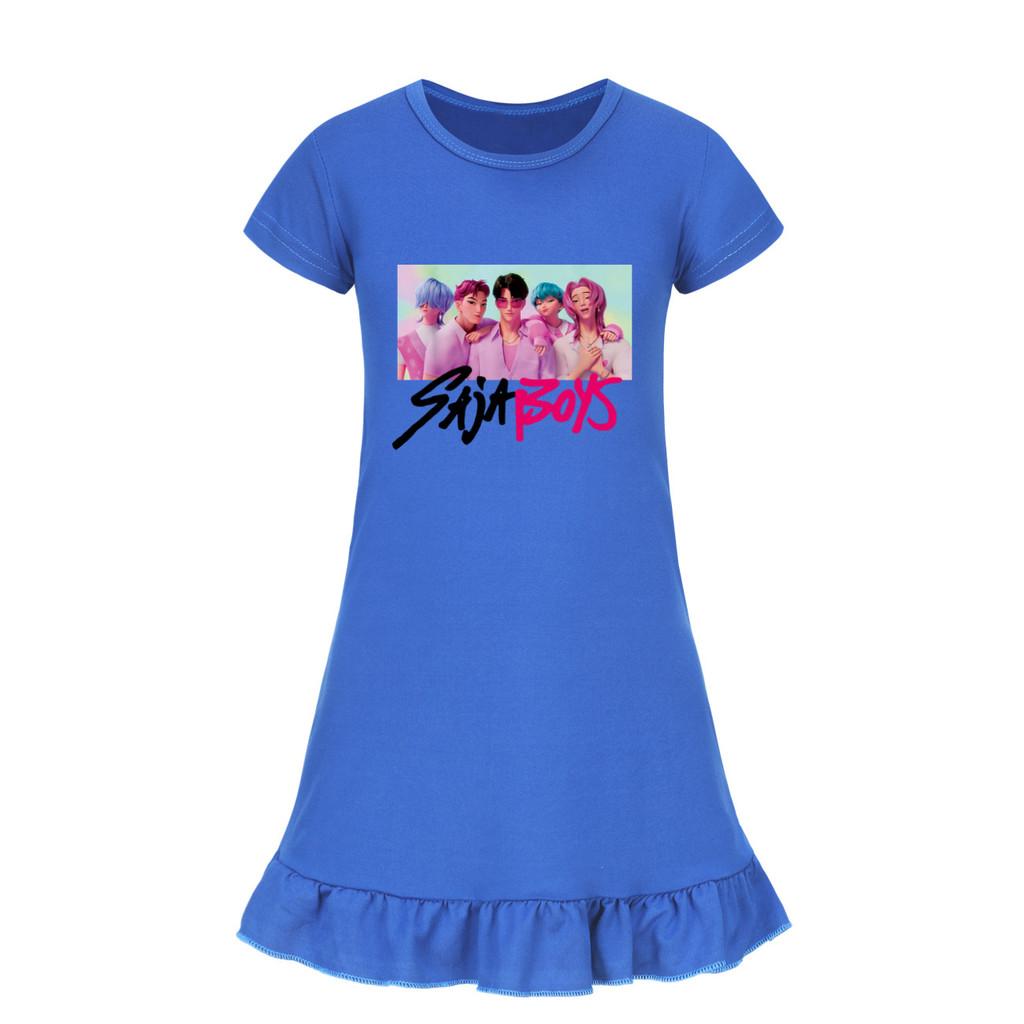 5028 Kids Girls Sajaboys Mira Zoey Rumi Printed Ruffle Short Sleeves Casual Dress