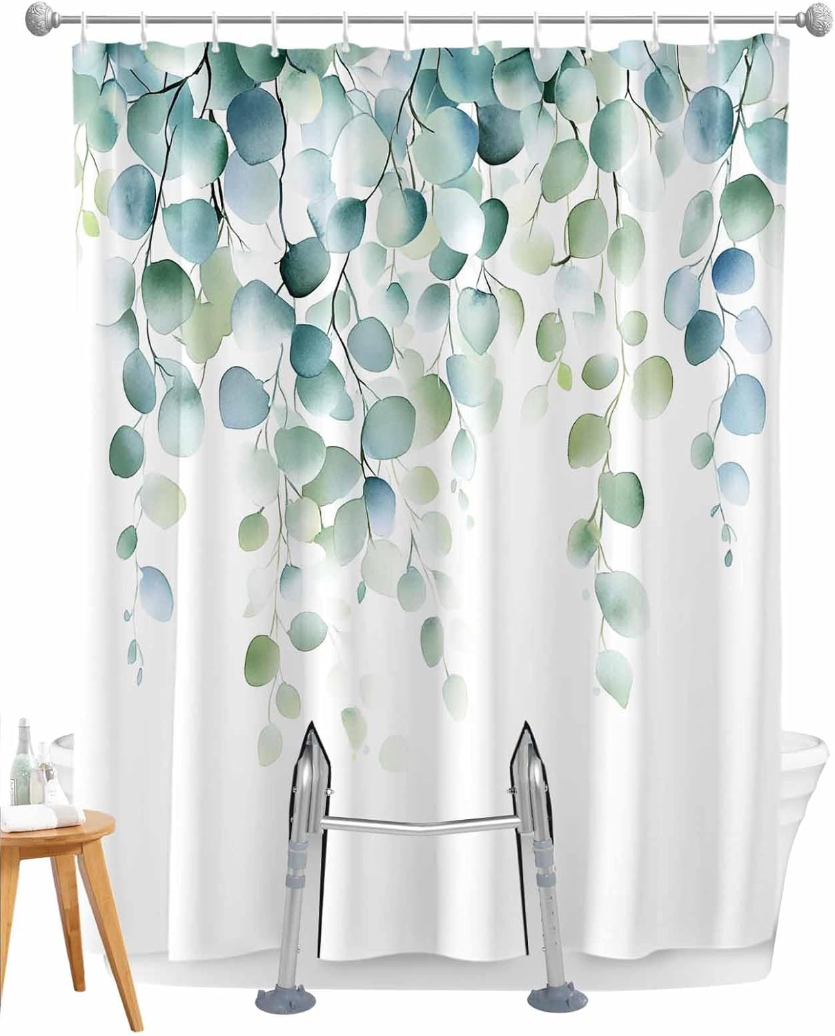

Split Shower Curtain For Transfer Bench, Black Bear Rustic Cabin Design, Waterproof Woodland Fabric With Hooks W60H190(CM)-1 Pcs