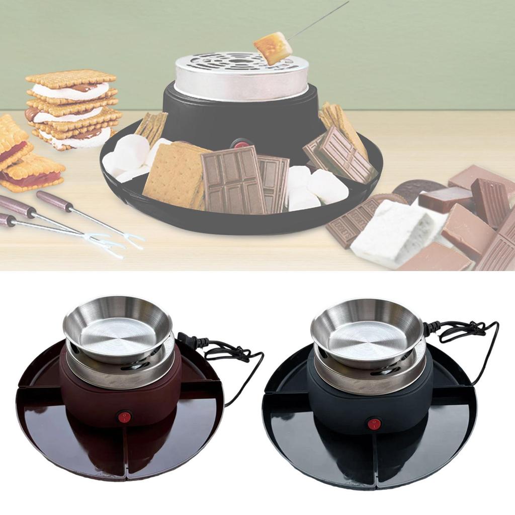 Smores Kit 2 in 1 Chocolate Melting Pot Movie Night Supplies Flameless Roaster for Holiday Birthday Family Indoor Wedding