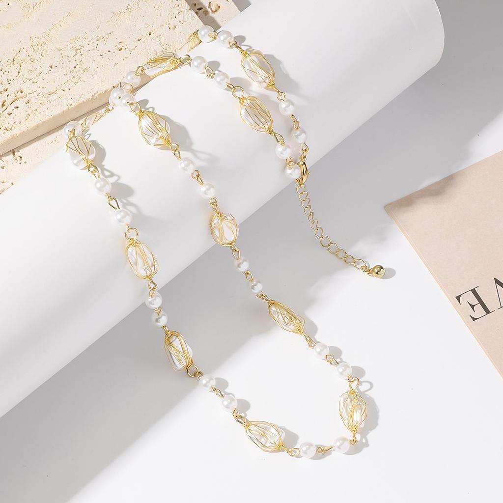 Pearl Design Handmade Necklace High-end Light Luxury Beaded Collarbone Chain Neck Chain Accessories Spot