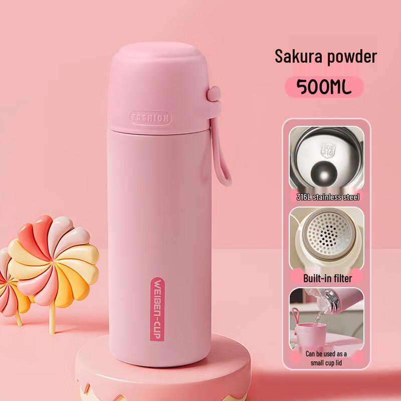 Shangqi 316 Stainless Steel Insulated Sports Water Bottle, 500ml (2-Pack)