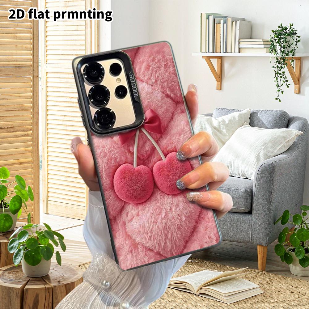 Phone Case: 2D Flat Samsung Galaxy A34 A35 M05 M06 S20 S22 S21 FE Plus 5G Protective Case, Couples Style, Heart Cherry, Christmas and Halloween Gift
