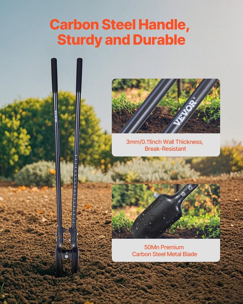 Post Hole Digger with Carbon Steel Handle Scale Marks 57.5" Hole Digger