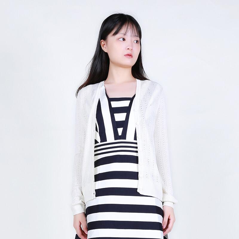 Anlom Women's V-Neck Linen Silk Blend Knit Cardigan