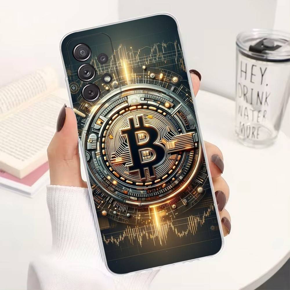Bitcoin Digital Currency For Samsung A30,71,51,S9,10,20,Ultra,S22,23,21,PIus,FE,Lite,Transparent, Silicone Case