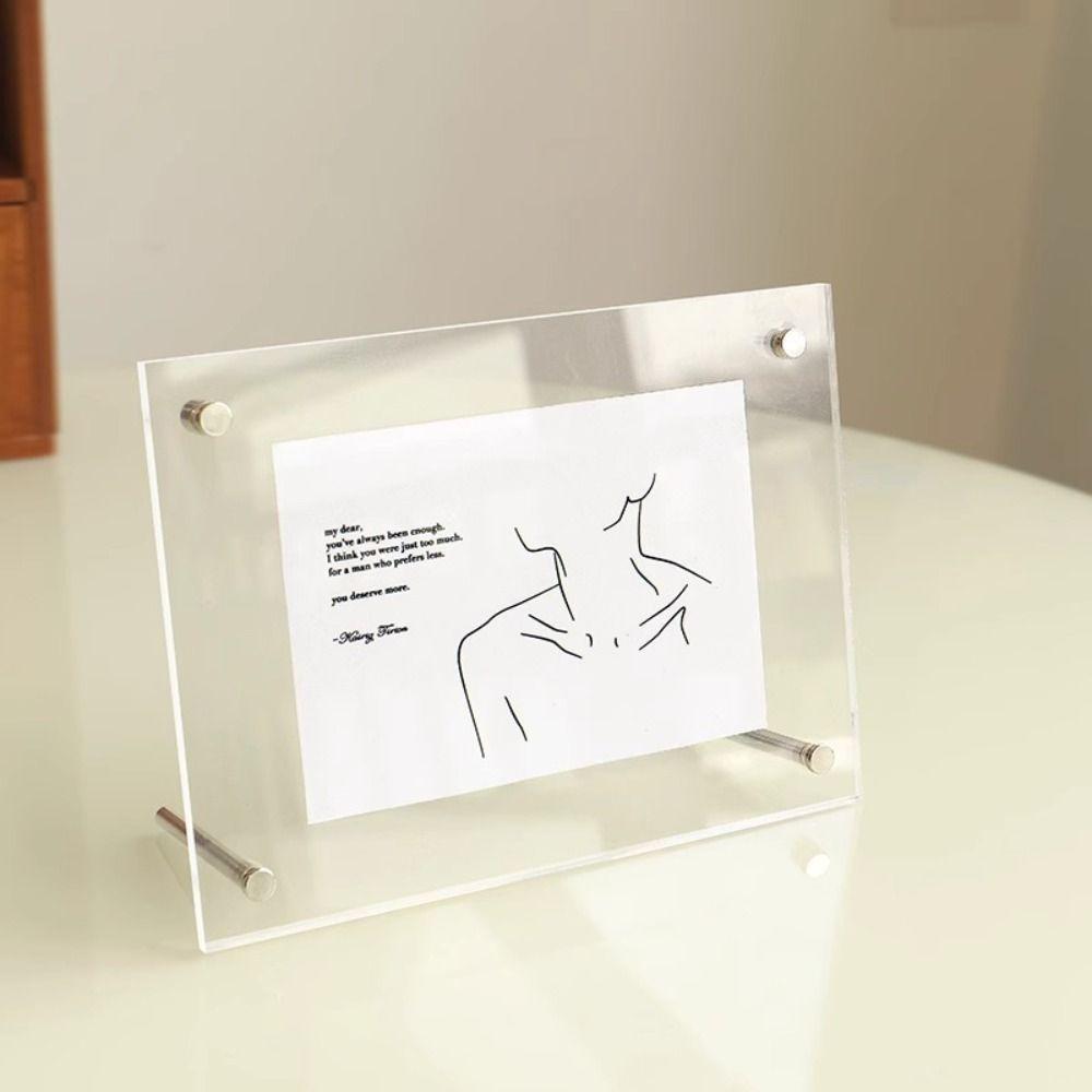 Nordic Style Transparent Photo Frames Horizontal Photo Card Stand  Home Decoration