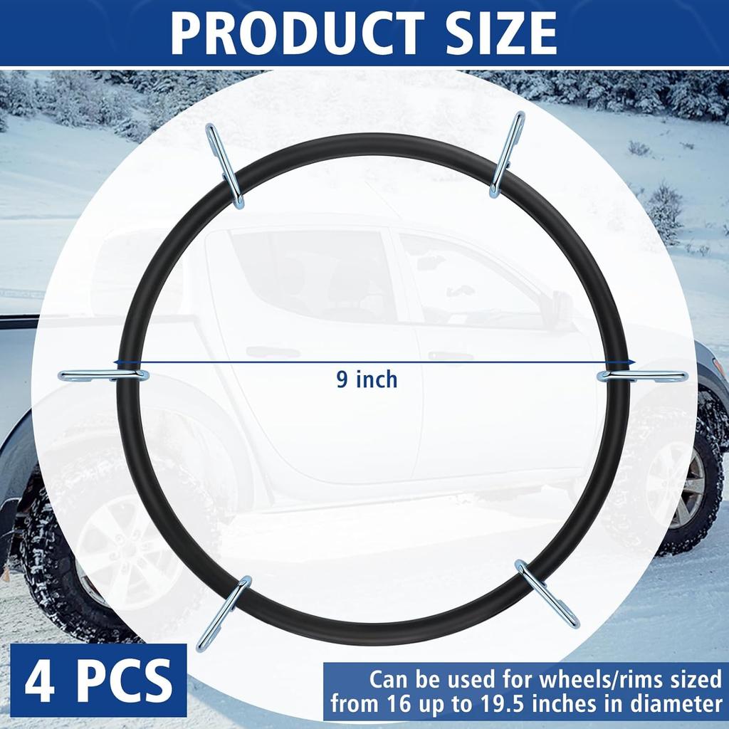 BBTO 4 Pcs Light Truck Traction Chain Rubber Tightener Grip Light Truck/SUV Tire Tensioner Adjuster Tire Chain Tensioner For Wheels/Rims Sized From